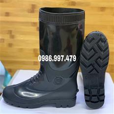 Ủng cao su Hoa San đen không có lót